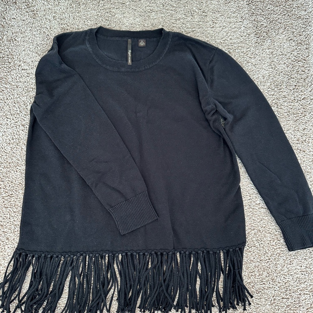 Black Fringe Sweater